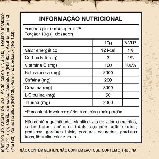 Pré-Treino Sabor Uva – Modo Bruto e Energia Firme 250g