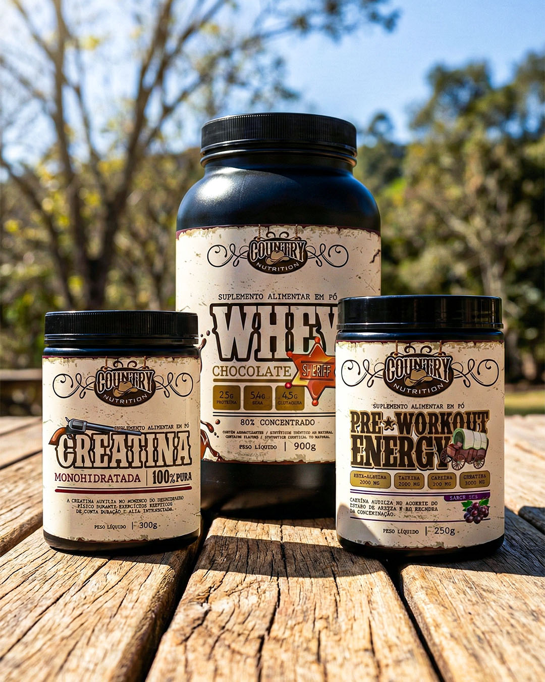 Whey Protein + Creatina + Pre Treino